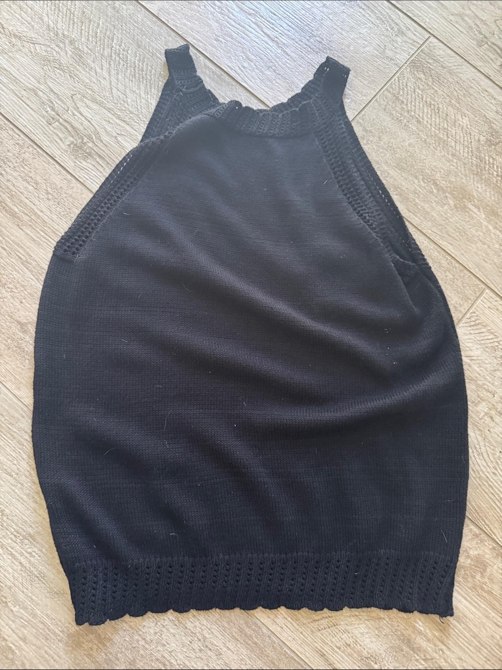 Black Knit Halter Tank Top - Unbranded